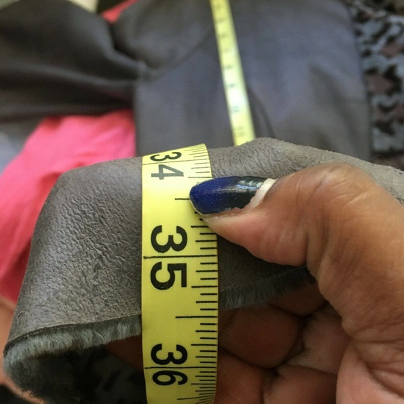 Grandi Coat Womens Sz M Italy Gray Leather Leopard Faux‎ Fur Reversible Trench - Picture 11 of 11